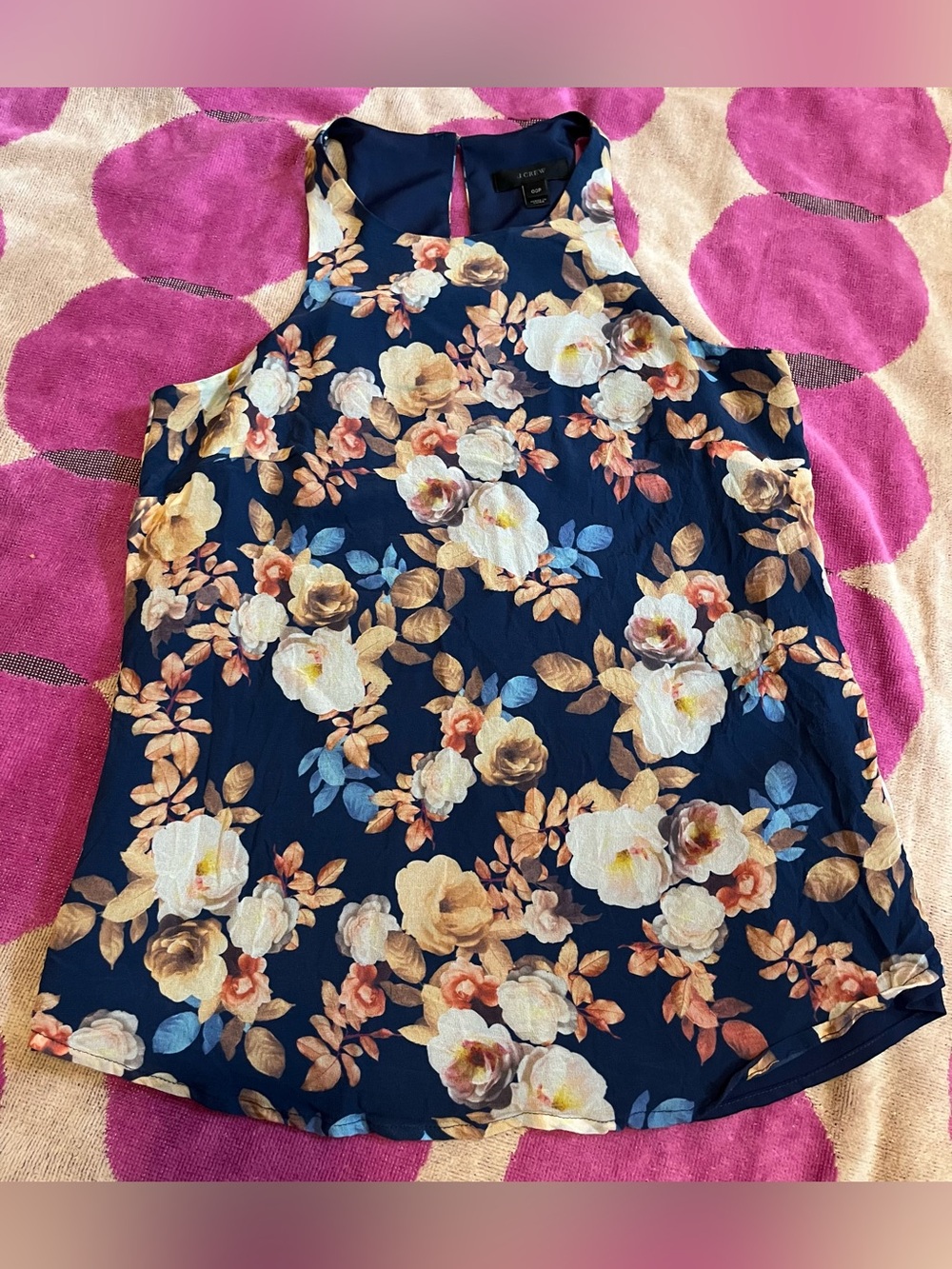 J.Crew 100% Silk Petite Floral Sleeveless Top